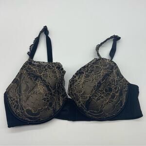 Cacique Black & Gold Lace Bra